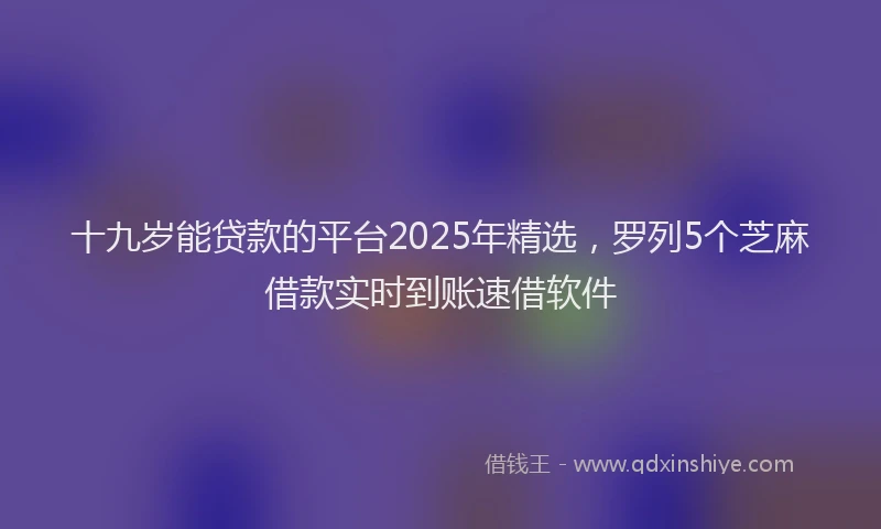 十九岁能贷款的平台2025年精选，罗列5个芝麻借款实时到账速借软件
