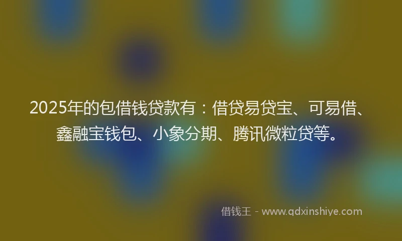 2025年的包借钱贷款有：借贷易贷宝、可易借、鑫融宝钱包、小象分期、腾讯微粒贷等。