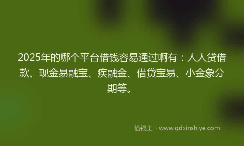 2025年的哪个平台借钱容易通过啊有：人人贷借款、现金易融宝、疾融金、借贷宝易、小金象分期等。