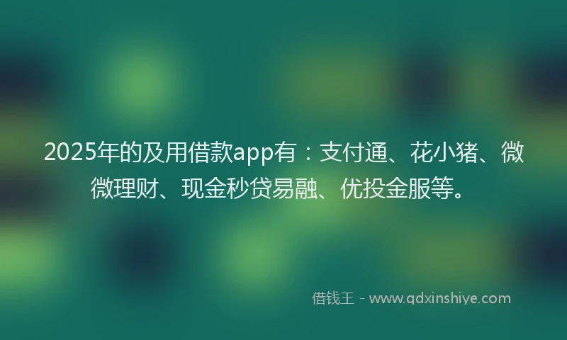 2025年的及用借款app有：支付通、花小猪、微微理财、现金秒贷易融、优投金服等。