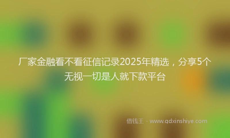 厂家金融看不看征信记录2025年精选，分享5个无视一切是人就下款平台