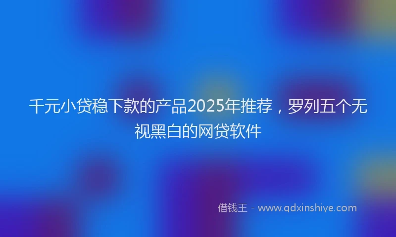 千元小贷稳下款的产品2025年推荐，罗列五个无视黑白的网贷软件