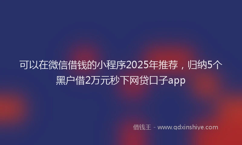 可以在微信借钱的小程序2025年推荐，归纳5个黑户借2万元秒下网贷口子app