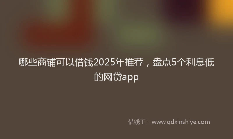 哪些商铺可以借钱2025年推荐，盘点5个利息低的网贷app