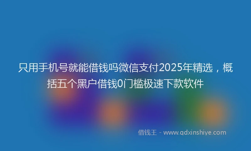 只用手机号就能借钱吗微信支付2025年精选，概括五个黑户借钱0门槛极速下款软件