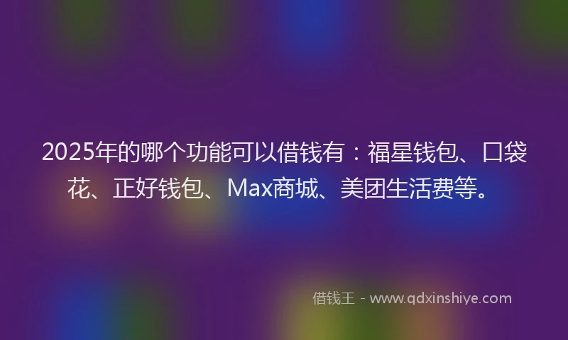 2025年的哪个功能可以借钱有：福星钱包、口袋花、正好钱包、Max商城、美团生活费等。
