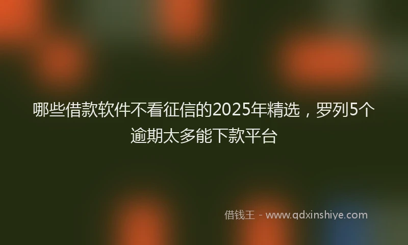 哪些借款软件不看征信的2025年精选，罗列5个逾期太多能下款平台