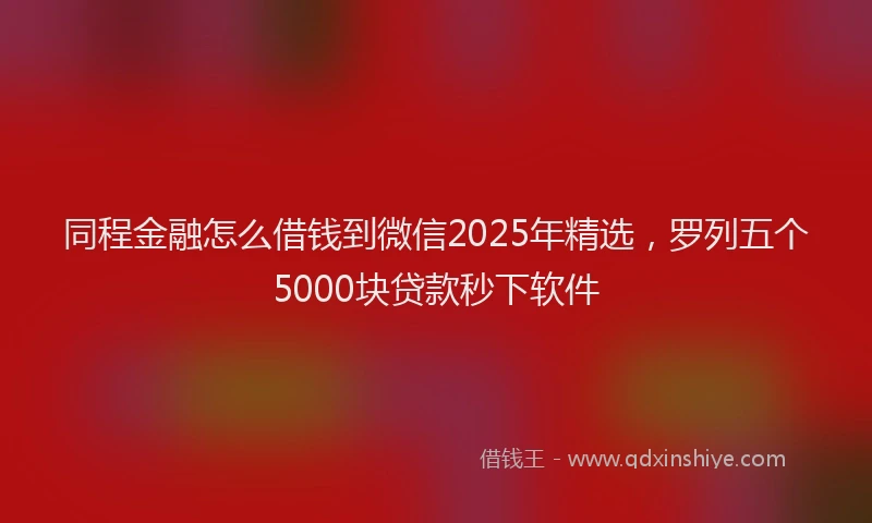 同程金融怎么借钱到微信2025年精选，罗列五个5000块贷款秒下软件