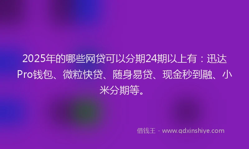 2025年的哪些网贷可以分期24期以上有：迅达Pro钱包、微粒快贷、随身易贷、现金秒到融、小米分期等。