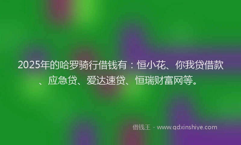 2025年的哈罗骑行借钱有：恒小花、你我贷借款、应急贷、爱达速贷、恒瑞财富网等。