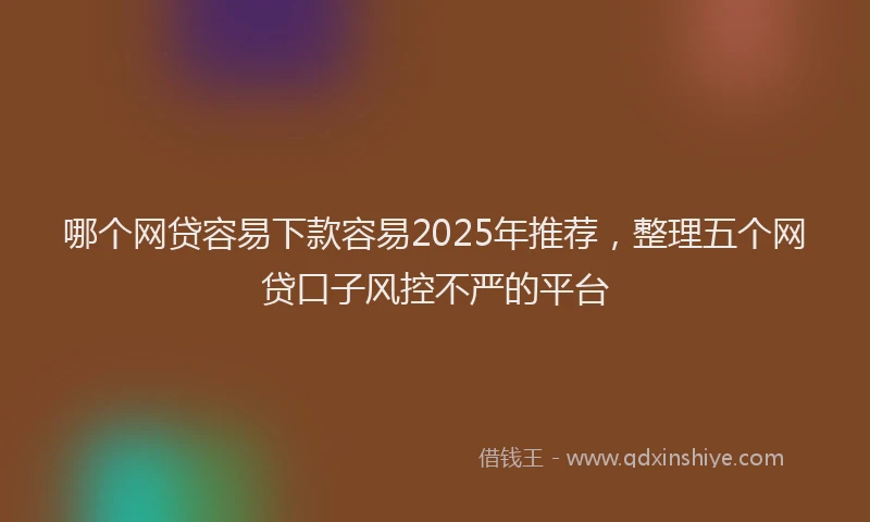 哪个网贷容易下款容易2025年推荐，整理五个网贷口子风控不严的平台