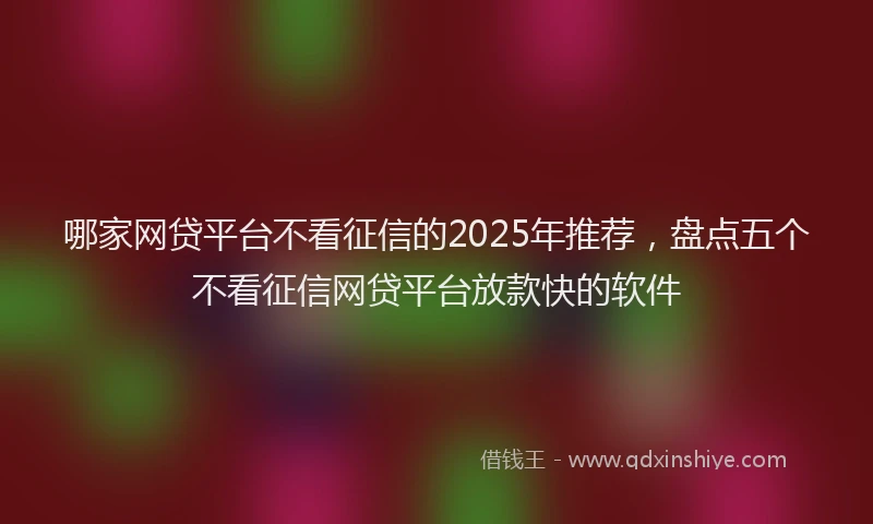 哪家网贷平台不看征信的2025年推荐，盘点五个不看征信网贷平台放款快的软件