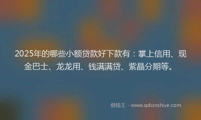 2025年的哪些小额贷款好下款有：掌上信用、现金巴士、龙龙用、钱满满贷、紫晶分期等。