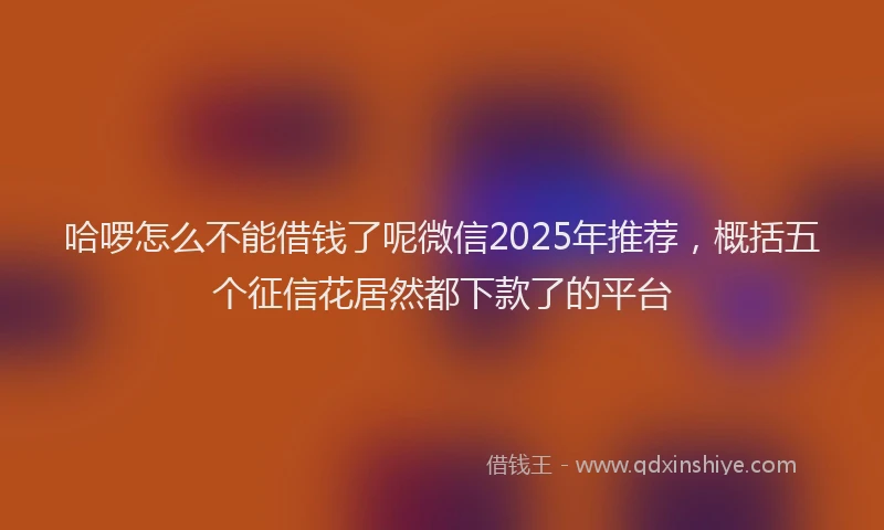 哈啰怎么不能借钱了呢微信2025年推荐，概括五个征信花居然都下款了的平台