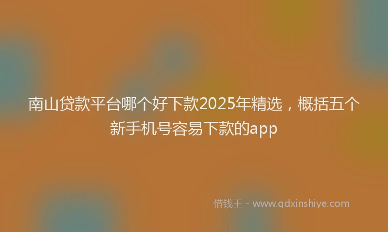 南山贷款平台哪个好下款2025年精选，概括五个新手机号容易下款的app