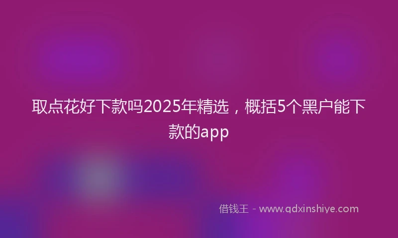 取点花好下款吗2025年精选，概括5个黑户能下款的app