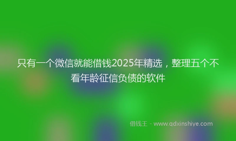 只有一个微信就能借钱2025年精选，整理五个不看年龄征信负债的软件