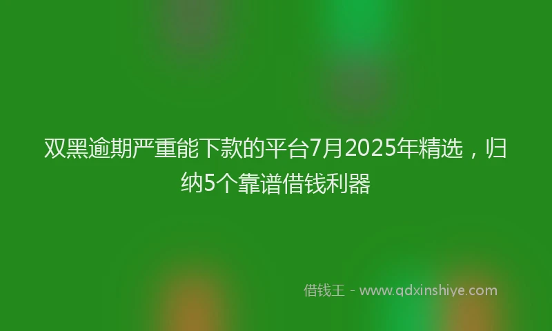 双黑逾期严重能下款的平台7月2025年精选，归纳5个靠谱借钱利器