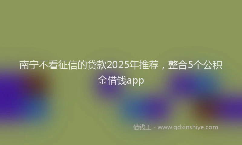 南宁不看征信的贷款2025年推荐，整合5个公积金借钱app