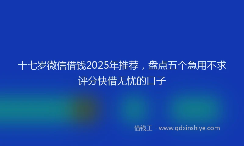 十七岁微信借钱2025年推荐，盘点五个急用不求评分快借无忧的口子