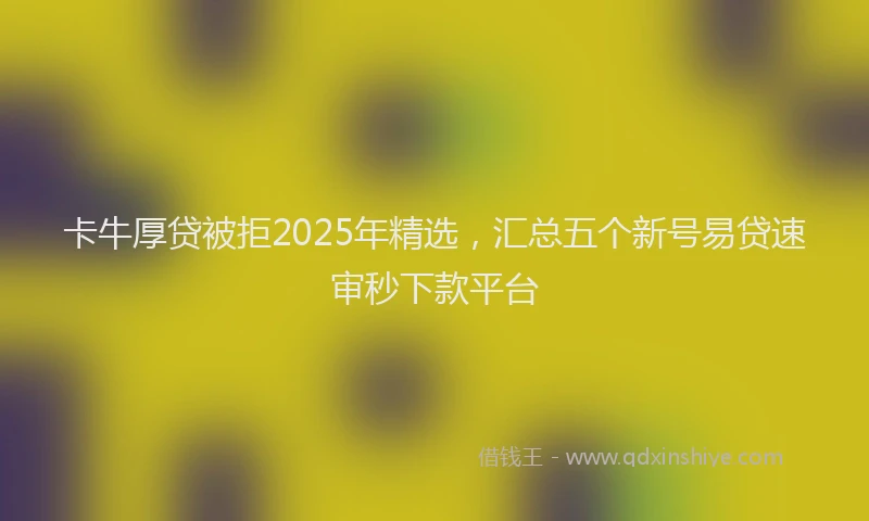 卡牛厚贷被拒2025年精选，汇总五个新号易贷速审秒下款平台