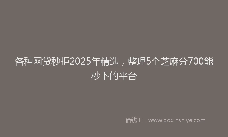 各种网贷秒拒2025年精选，整理5个芝麻分700能秒下的平台