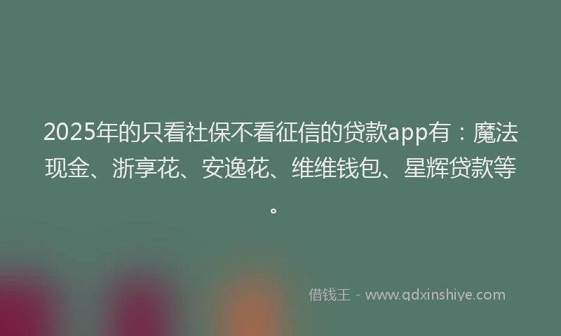 2025年的只看社保不看征信的贷款app有：魔法现金、浙享花、安逸花、维维钱包、星辉贷款等。