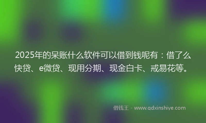 2025年的呆账什么软件可以借到钱呢有：借了么快贷、e微贷、现用分期、现金白卡、戒易花等。