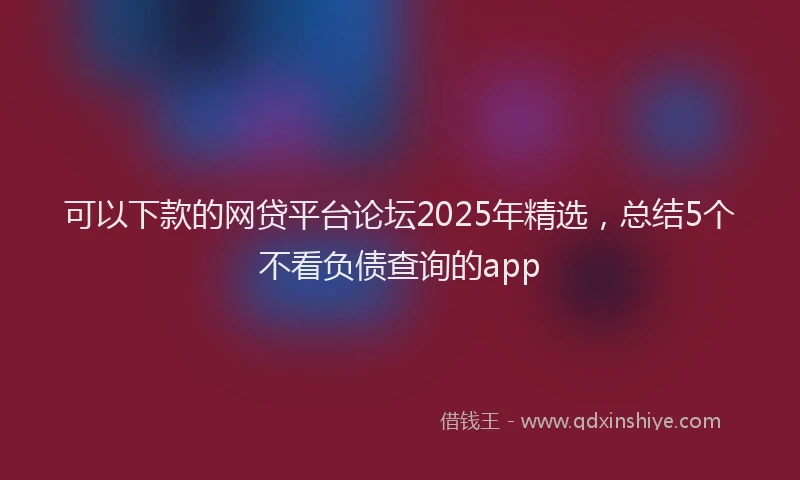 可以下款的网贷平台论坛2025年精选，总结5个不看负债查询的app