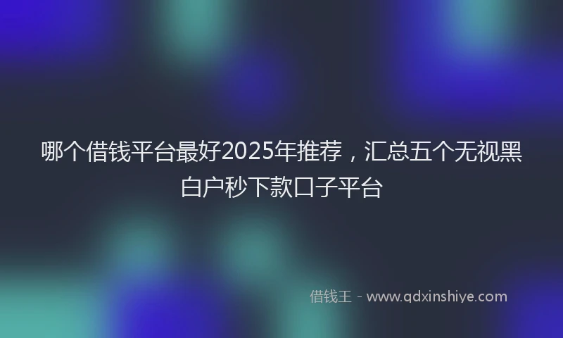 哪个借钱平台最好2025年推荐，汇总五个无视黑白户秒下款口子平台