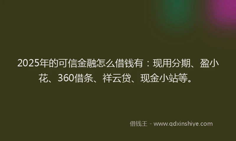 2025年的可信金融怎么借钱有：现用分期、盈小花、360借条、祥云贷、现金小站等。
