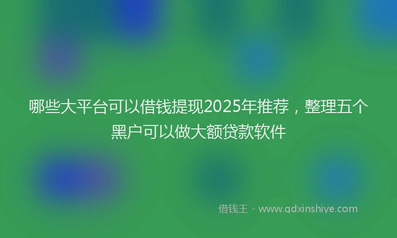 哪些大平台可以借钱提现2025年推荐，整理五个黑户可以做大额贷款软件