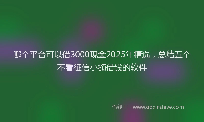 哪个平台可以借3000现金2025年精选，总结五个不看征信小额借钱的软件