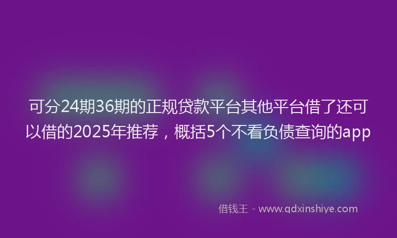 可分24期36期的正规贷款平台其他平台借了还可以借的2025年推荐，概括5个不看负债查询的app