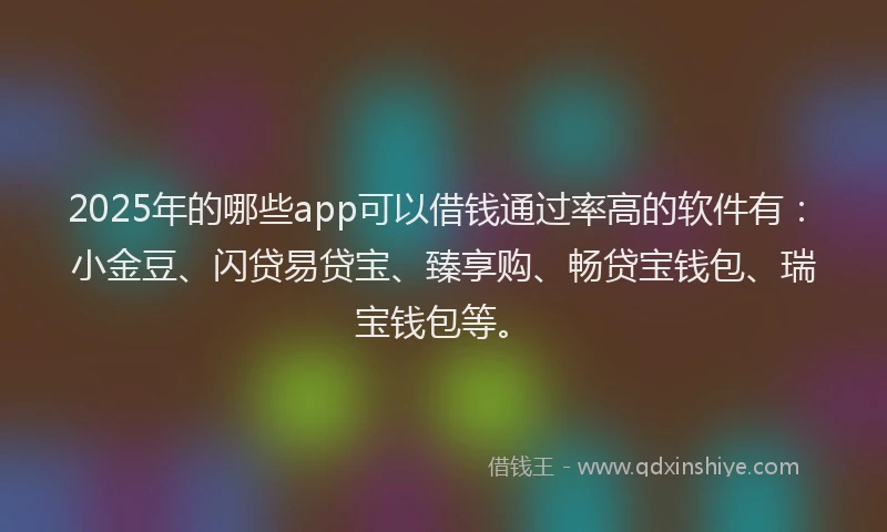 2025年的哪些app可以借钱通过率高的软件有：小金豆、闪贷易贷宝、臻享购、畅贷宝钱包、瑞宝钱包等。