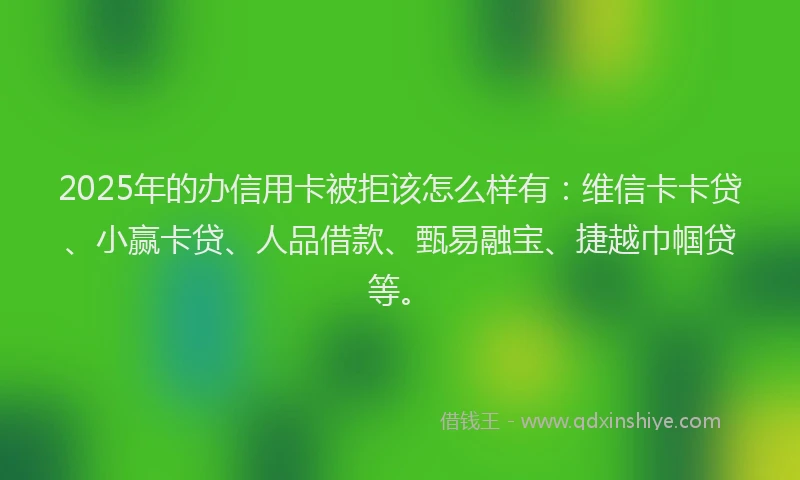 2025年的办信用卡被拒该怎么样有：维信卡卡贷、小赢卡贷、人品借款、甄易融宝、捷越巾帼贷等。