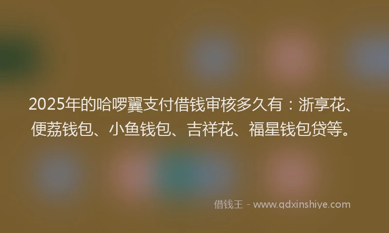 2025年的哈啰翼支付借钱审核多久有：浙享花、便荔钱包、小鱼钱包、吉祥花、福星钱包贷等。