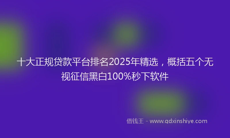 十大正规贷款平台排名2025年精选，概括五个无视征信黑白100%秒下软件