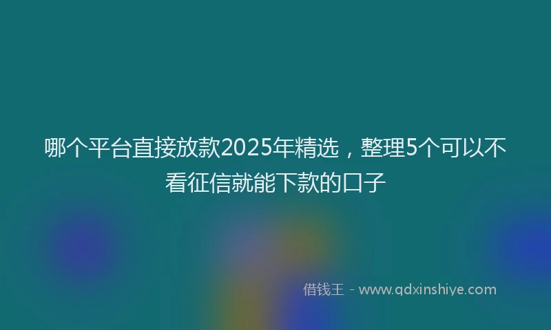 哪个平台直接放款2025年精选，整理5个可以不看征信就能下款的口子