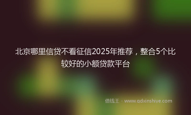 北京哪里信贷不看征信2025年推荐，整合5个比较好的小额贷款平台