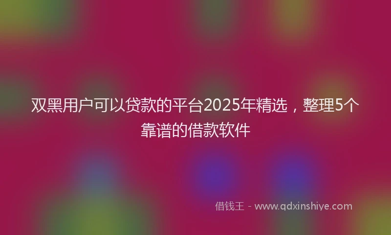 双黑用户可以贷款的平台2025年精选，整理5个靠谱的借款软件
