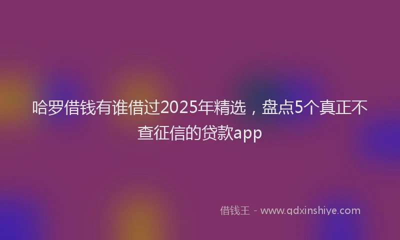 哈罗借钱有谁借过2025年精选，盘点5个真正不查征信的贷款app