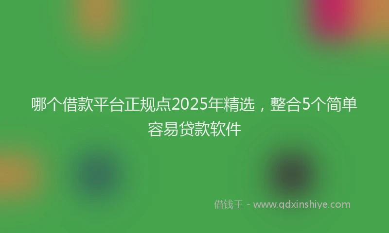 哪个借款平台正规点2025年精选，整合5个简单容易贷款软件