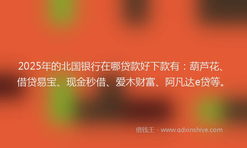 2025年的北国银行在哪贷款好下款有：葫芦花、借贷易宝、现金秒借、爱木财富、阿凡达e贷等。