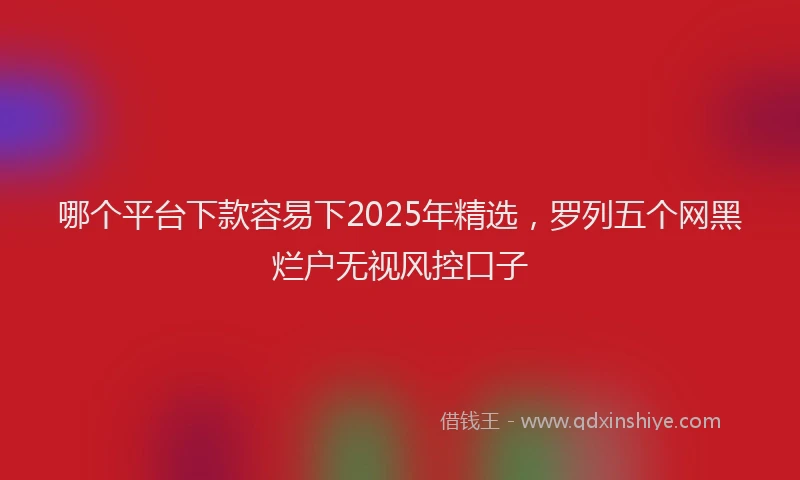 哪个平台下款容易下2025年精选，罗列五个网黑烂户无视风控口子