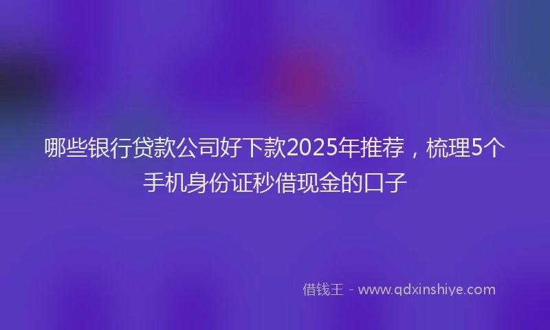 哪些银行贷款公司好下款2025年推荐，梳理5个手机身份证秒借现金的口子