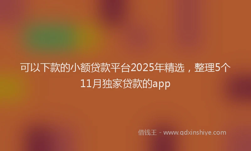可以下款的小额贷款平台2025年精选，整理5个11月独家贷款的app