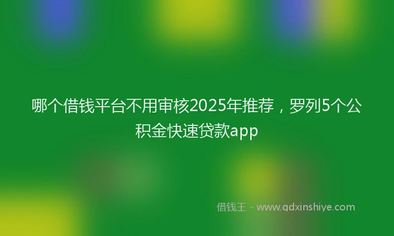 哪个借钱平台不用审核2025年推荐，罗列5个公积金快速贷款app