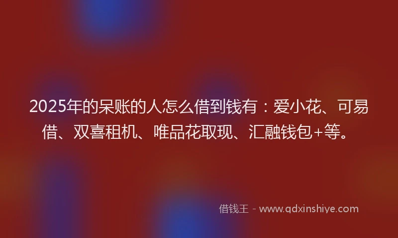 2025年的呆账的人怎么借到钱有：爱小花、可易借、双喜租机、唯品花取现、汇融钱包+等。