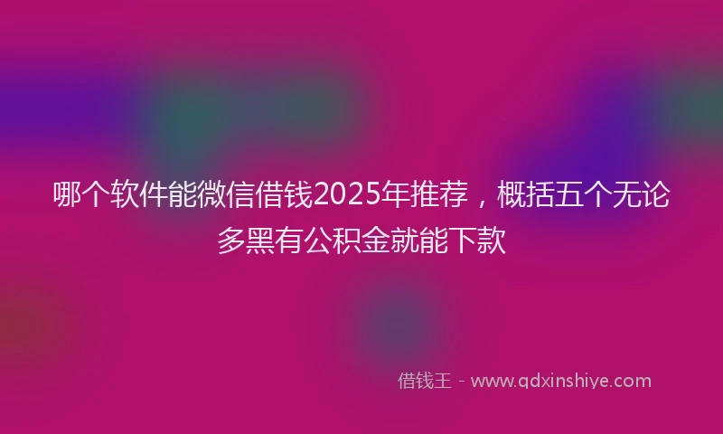 哪个软件能微信借钱2025年推荐，概括五个无论多黑有公积金就能下款